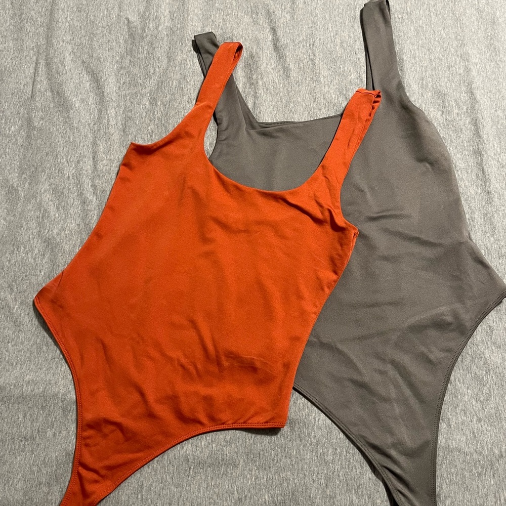 Orange and Gray Bodysuit Set